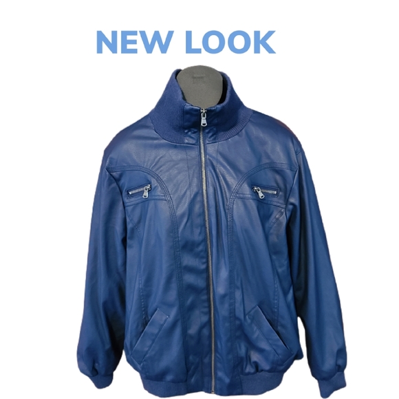 New Look Jackets & Blazers - NEW LOOK BLUE VEGAN BOMBER JACKET SIZE 3X